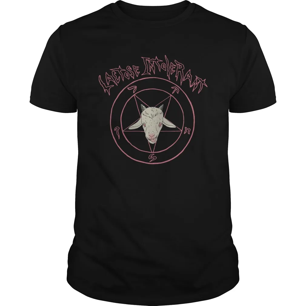 

Lactose Intolerant Funny Satan Magic Pentagram Goat Head T Shirt. New 100% Cotton Short Sleeve O-Neck T-shirt Casual Mens Top