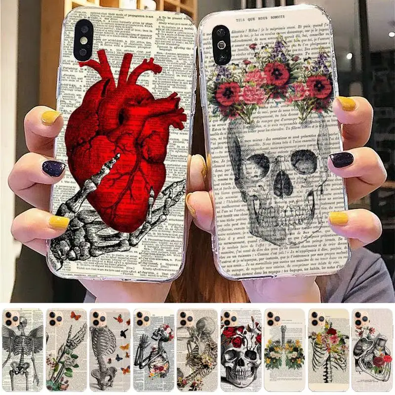 

Human Anatomy Organ Newspaper Phone Case for iPhone 11 12 13 mini pro XS MAX 8 7 6 6S Plus X 5S SE 2020 XR case