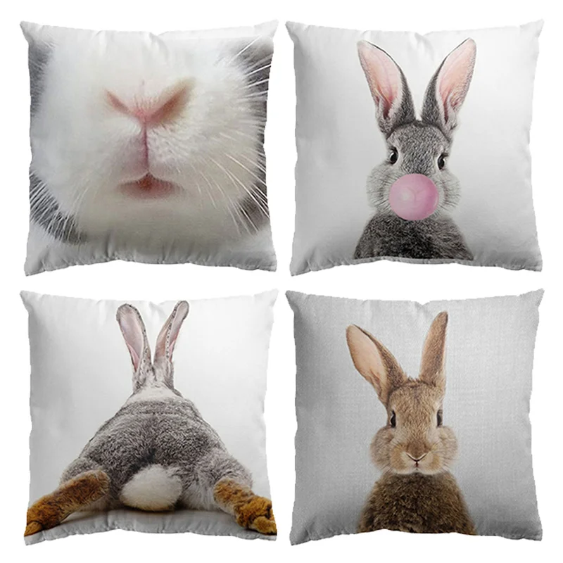 

Aertemisi 18'' x 18'' Set of 4 Easter Day Rabbit Bunny Square Throw Pillow Cushion Covers Cases Pillowcases 45cm x 45cm