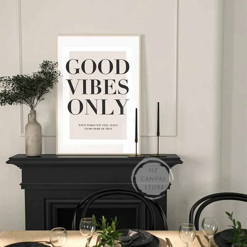 Мотивирующий плакат &quotGood Vibes Only&quot на холсте