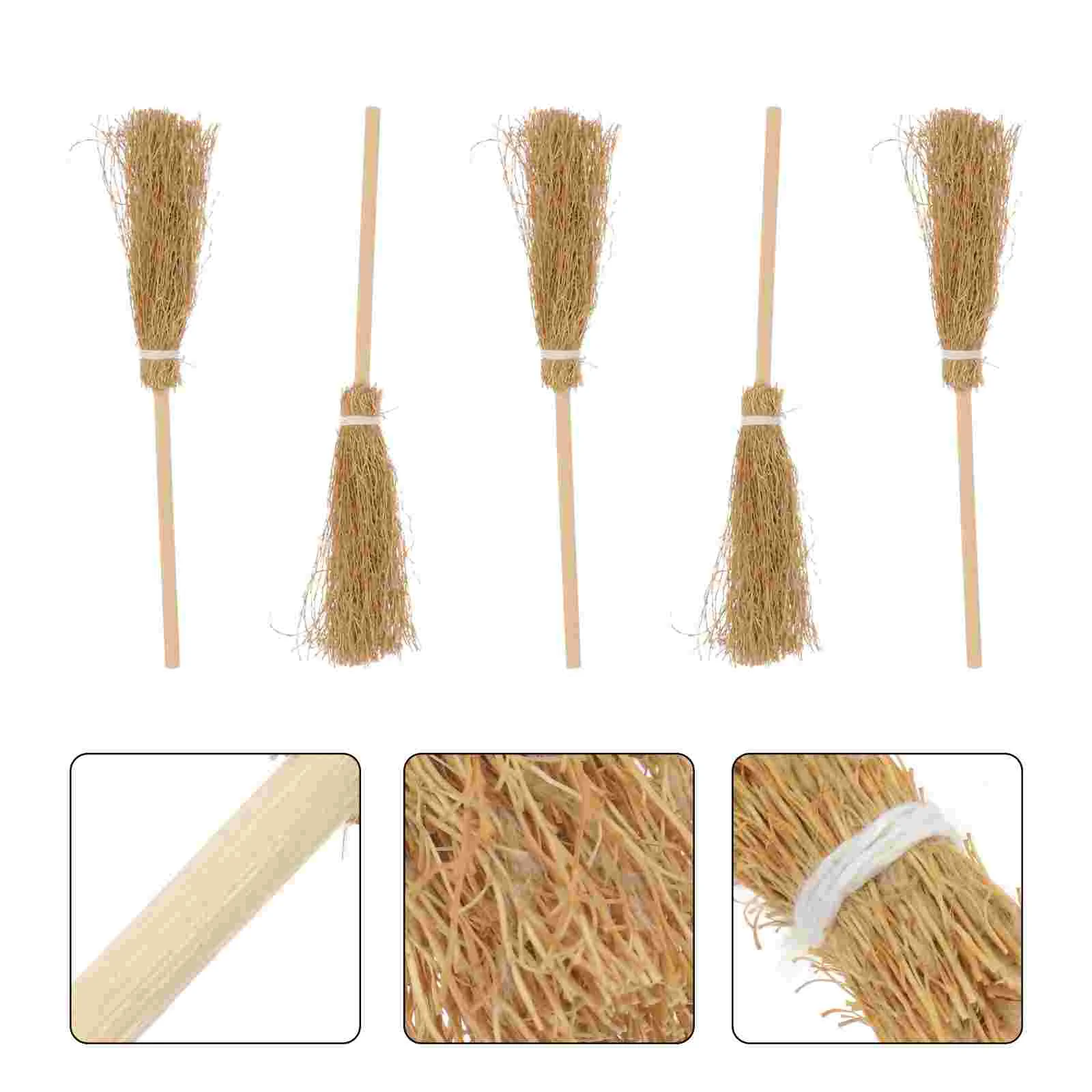 

5pcs Witch Broom Ornament Costume Prop Performance Prop (Khaki)