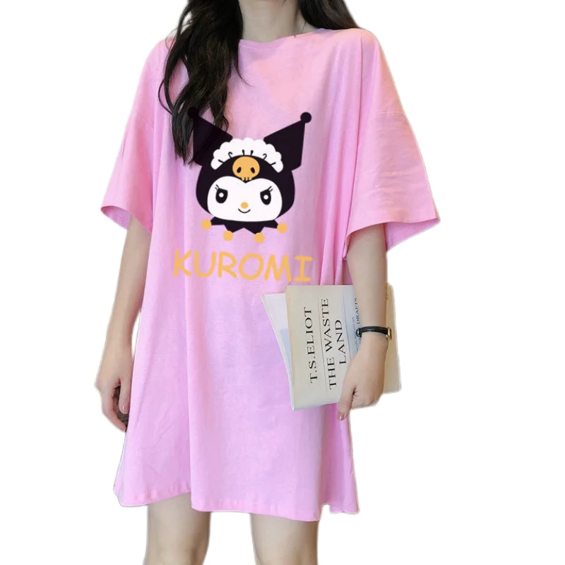 

Милая летняя ночная рубашка Kuromi my melody Sanrio с героями мультфильмов, Новая женская домашняя одежда, тонкая Пижама с короткими рукавами