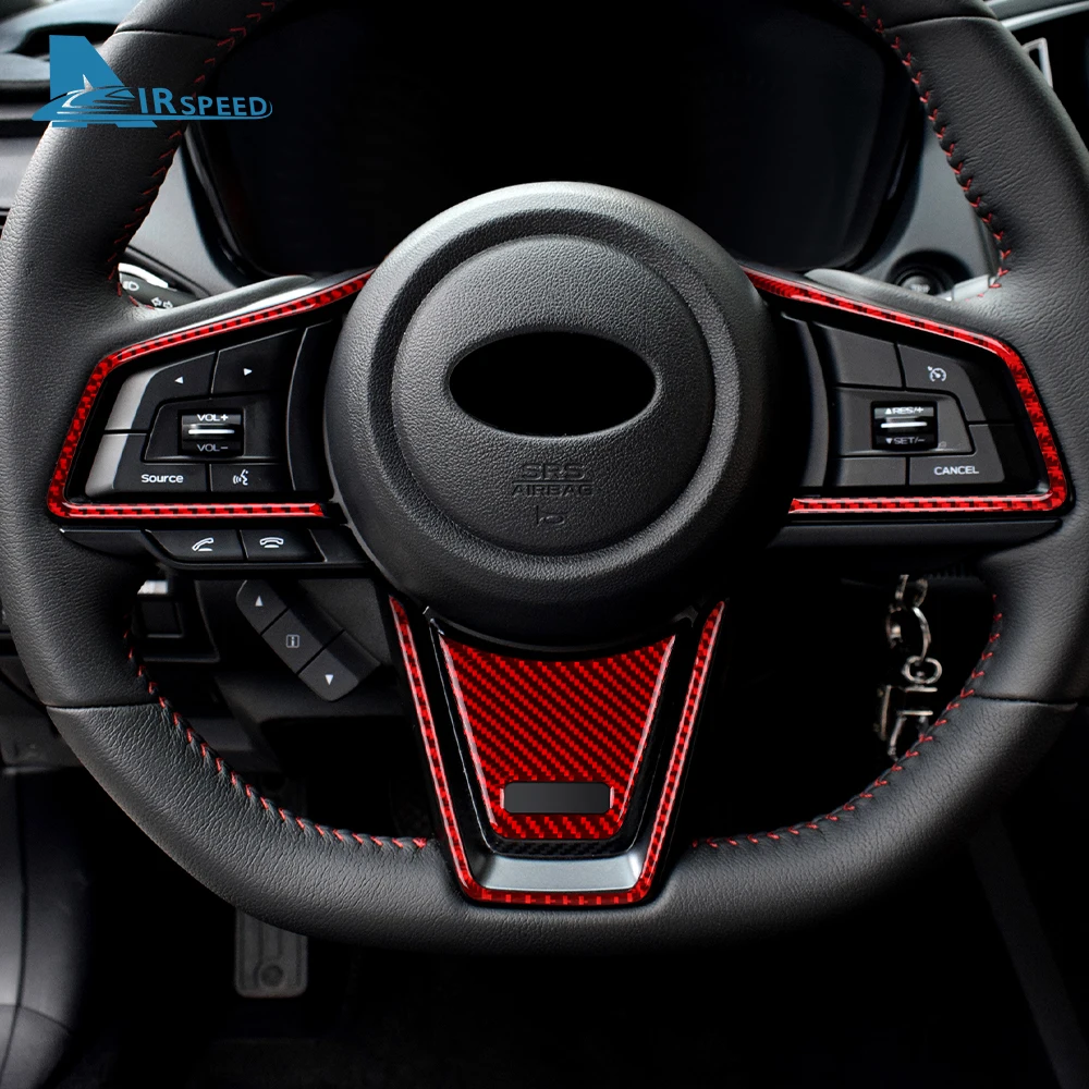 

For Subaru WRX/ WRX STI 2022 2023 Black Red Car Steering Wheel Center Sticker Interior Decor Trim AccessoriesReal Carbon Fiberu