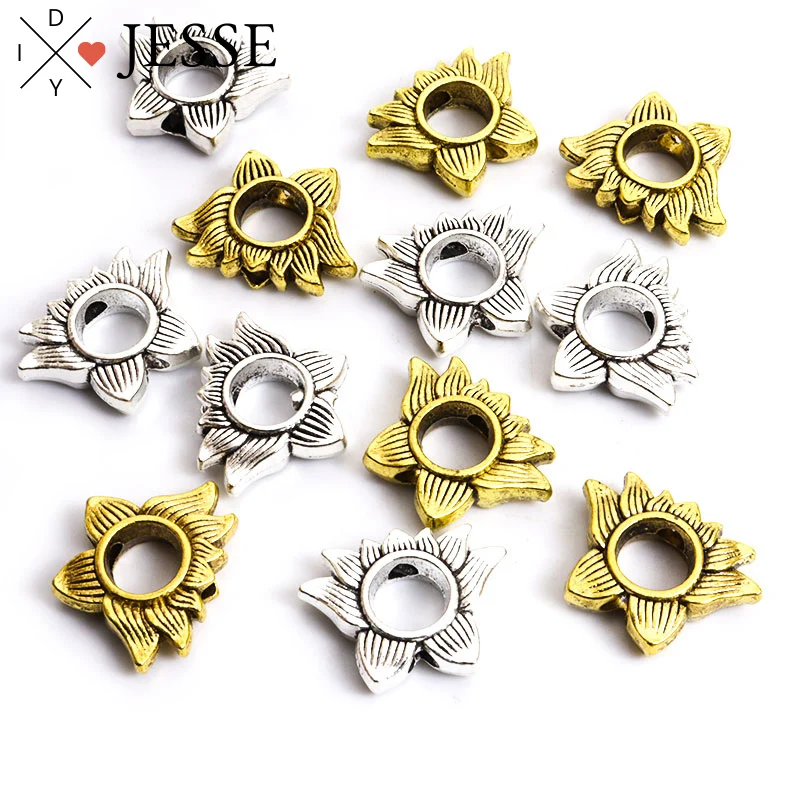 

10Pcs Trendy Lucky Lutos Loose Bead Alloy Spaced Large Hole Beads For Beliver DIY Making Blessing Prayer Jewelry Fancy Accessory