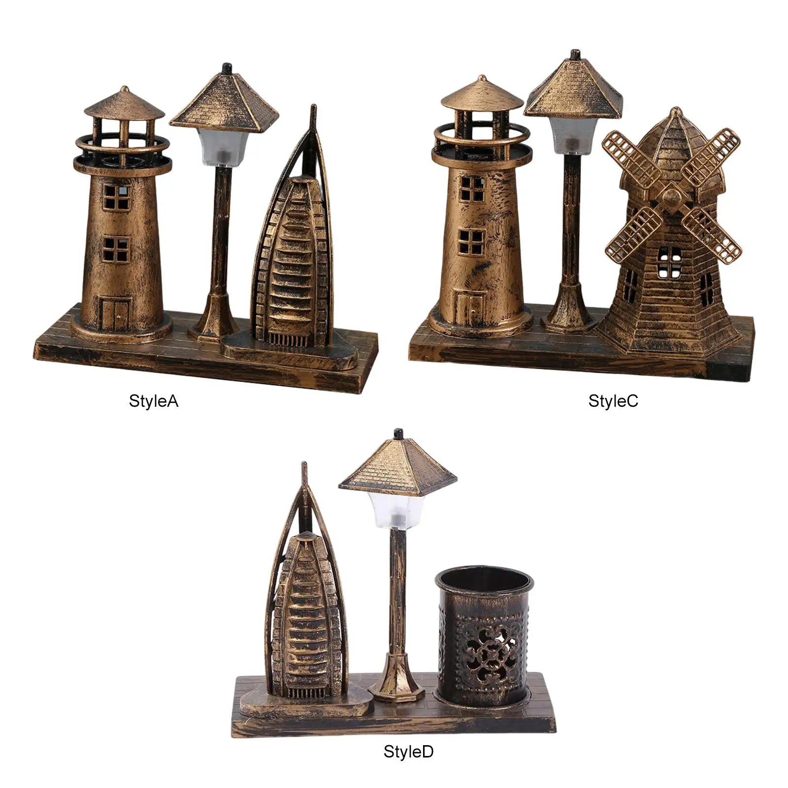 

Novelty Night Light Antique Crafts Street Lamp Sculpture Statue Ornament Resin for Living Room Desktop Bedroom Decoration