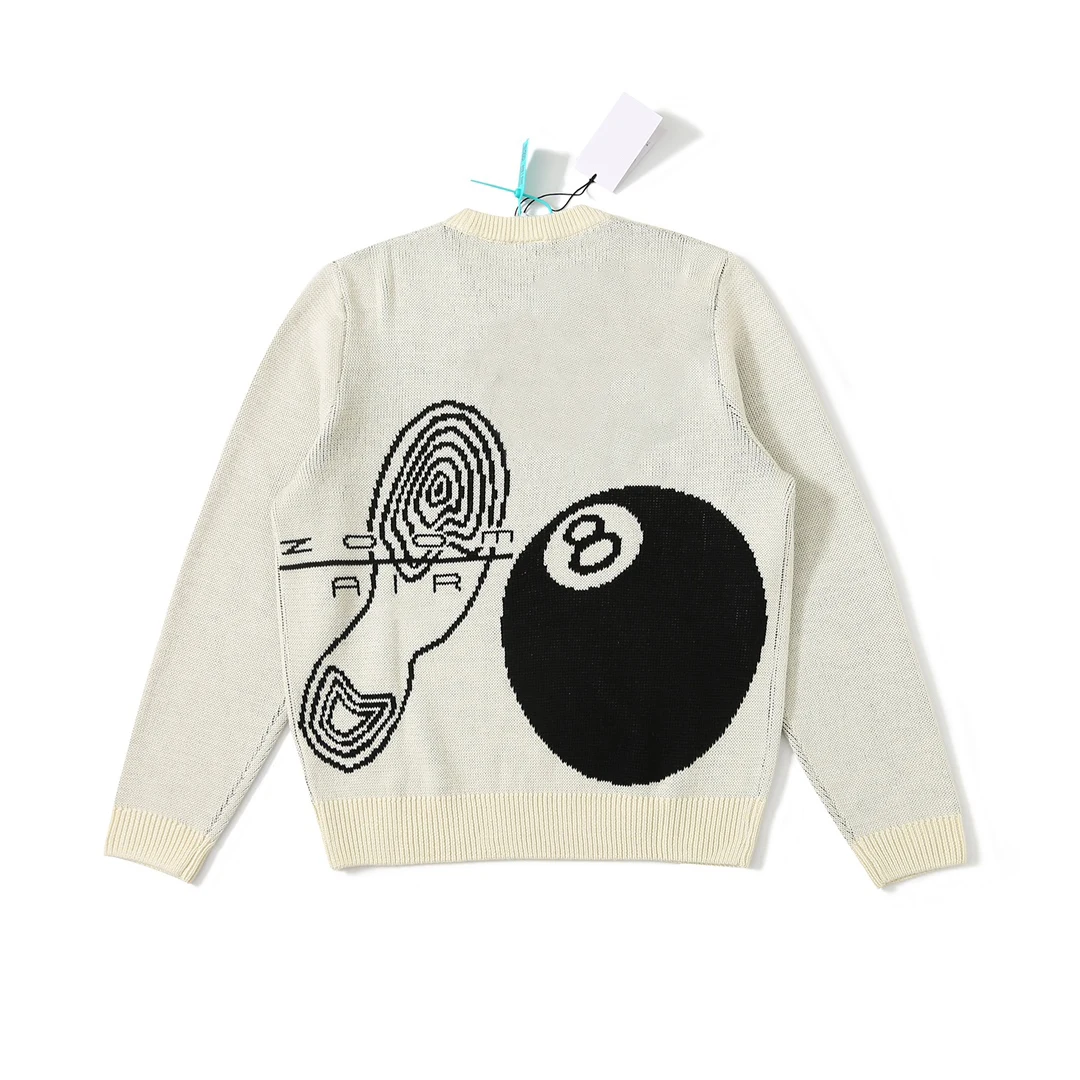 St Spring Fall New Men's High Quality Black 8 Print Women's High Street Style Sweater