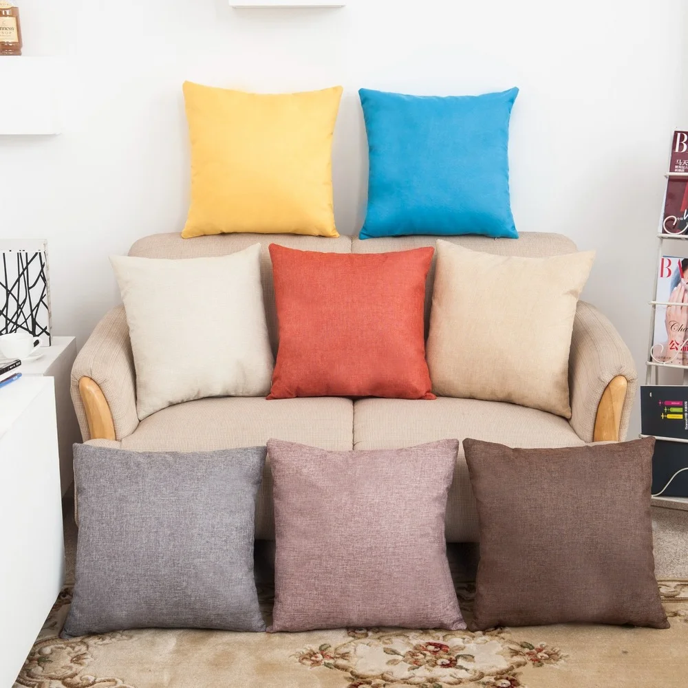 

Pillow Covers Home Decorative Simple Solid Color Linen Pillow Cushion Cover (Excluding Pillow Core) Pillowcase 45*45cm