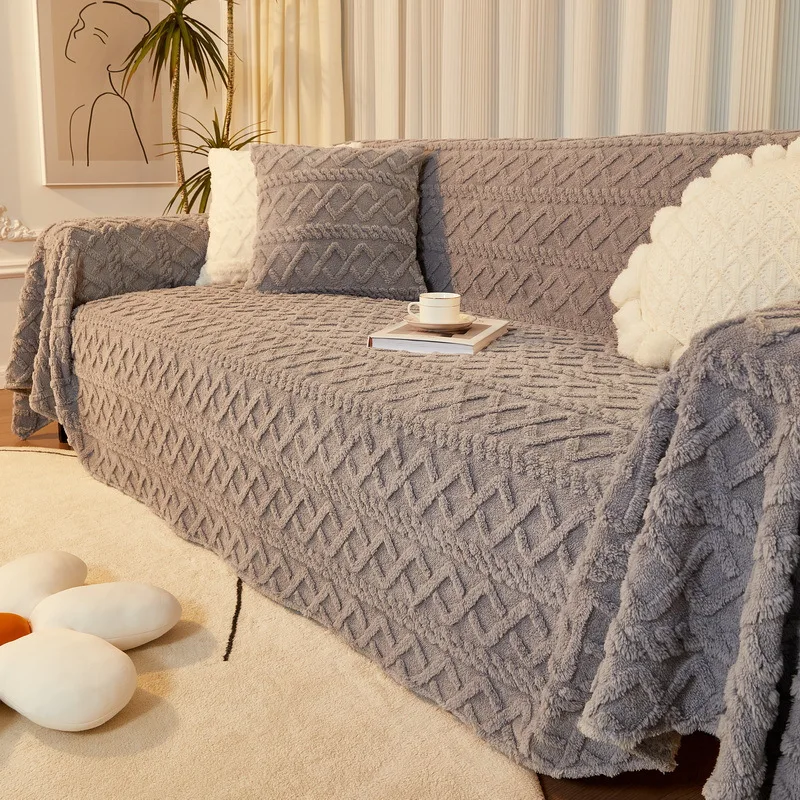 

Jacquard Plush Blanket Nordic Decorative Blanket Embossed Chunky Knit Sofa Blanket Throw for Bed Dust Proof Warm Sofa Cover 이불