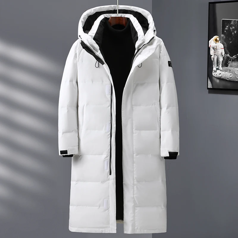 

Hooded Overcoat Mens Fashion 2022 Men Down Jacket Long Parka Coat 800 White Duck Down Coat Men Winter Outwear White Jacket