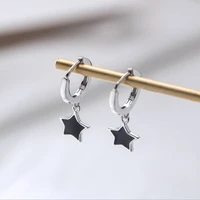 stamp small five pointed star earrings for women girl simple fashion ear buckles earring silver color trendy jewelry