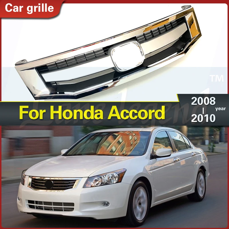 For Honda Accord 2008 2009 2010 Car Front Bumper Racing Grills Chrome Grille Decorative Mesh Cover Car Styling Accessories