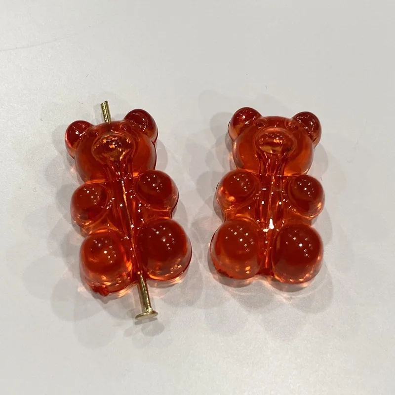 10Pcs 18.5x12mm Candy Color Mini Bear Charms Acrylic Cartoon Transparent Pendant  For Necklace Bracelet Earrings Jewelry Diy