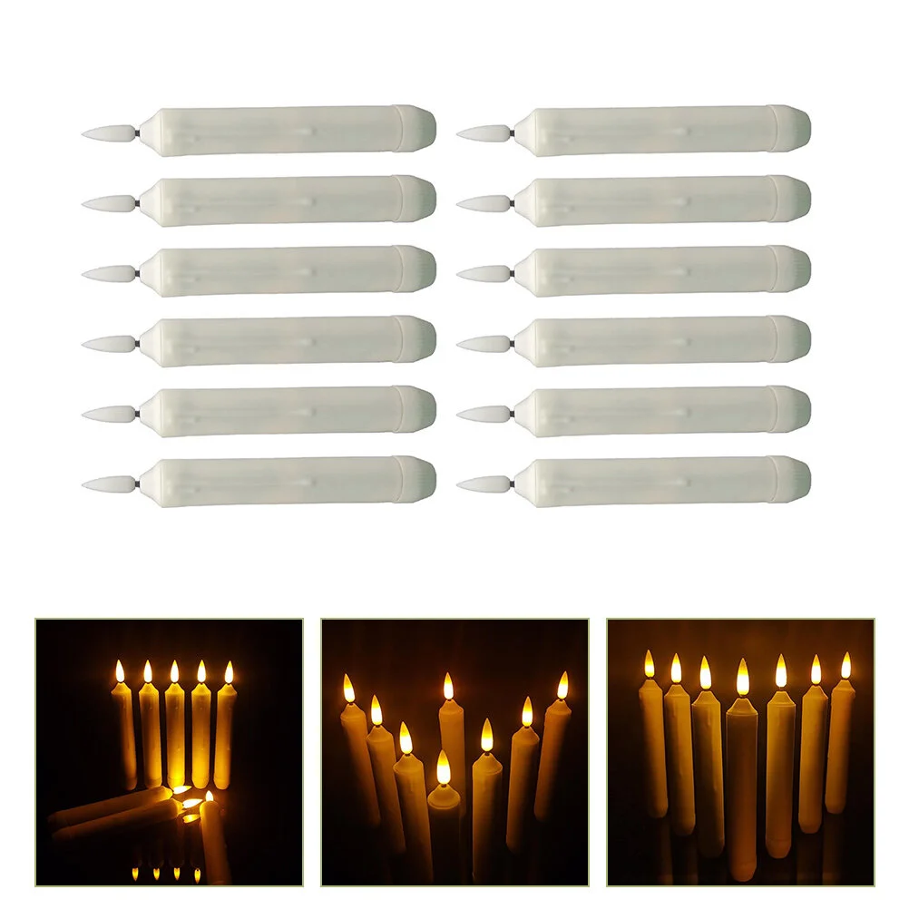 

12pcs Led Taper Candles Lights Electronic Flameless Candles Scene Layout Props