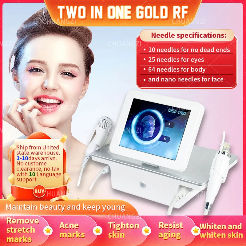 Enlarge 2-in-1 state-of-the-art fractional RF microneedle machine/the most popular RF microneedle beauty machine for facial enhancement