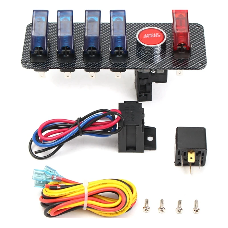 

Gaming Car Engine Firing Button Ignition Switch Panel 12V 5 In 1 LED Toggle Switch