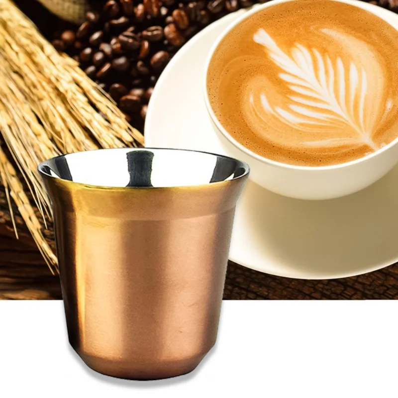 

80ml Double Wall Stainless Steel Espresso Cup Insulation Nespresso Pixie Coffee Cup Capsule Shape Cute Thermo Cup Coffee Mugs