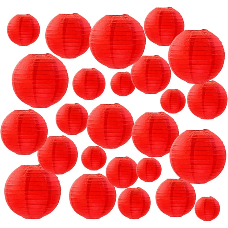 Красный Китайский Круглый Бумажный Фонарь На Рождество Хэллоуин Новый Год