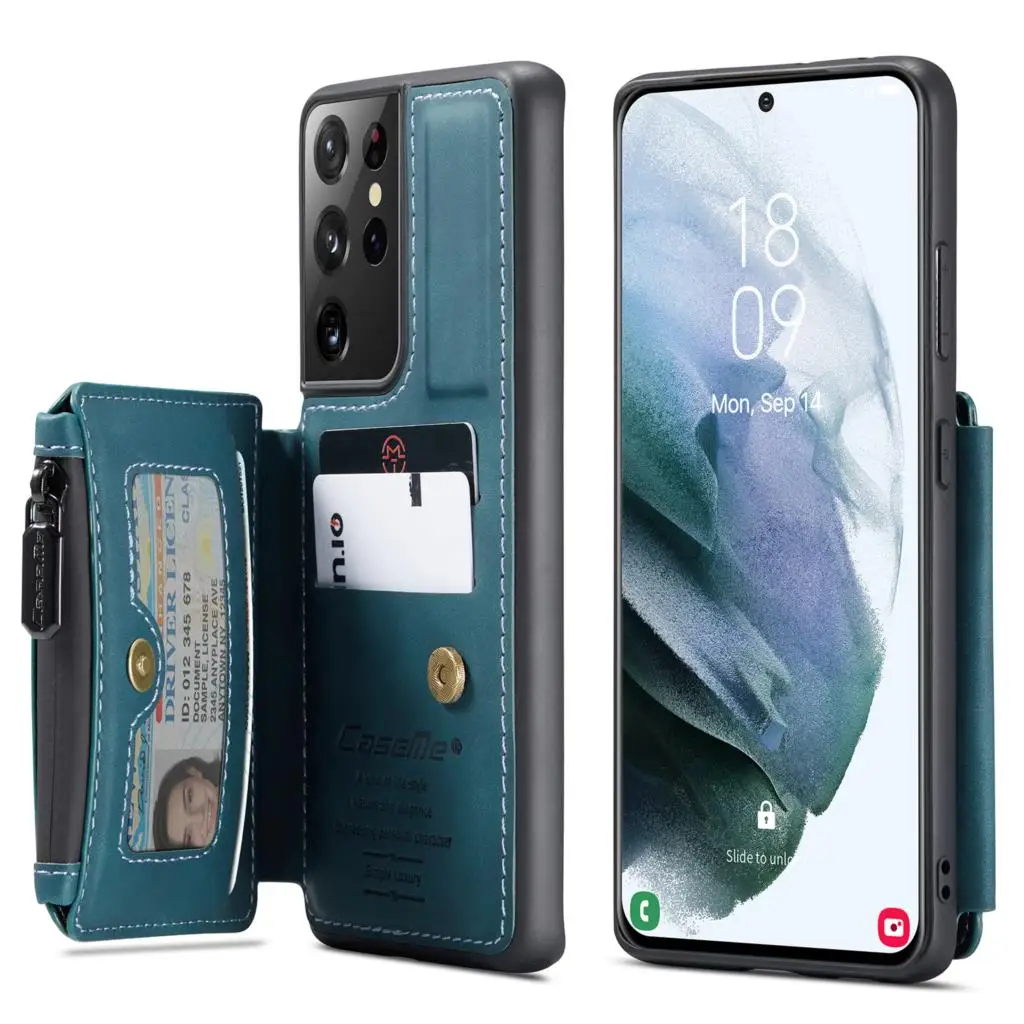 

Кожаный чехол для Samsung Galaxy S21 S20 Ultra Plus 5G A52 A72 A51 A71 S8 S9 S10 Plus, ретро чехол на молнии с отделениями для карт