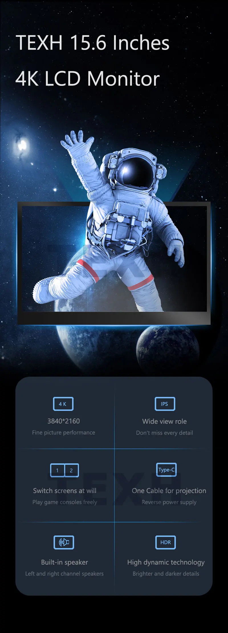 15 6 inches 4k ips portable monitor laptop second extended screen panel gaming monitor for x box switch ps5 4 mobile phone gamer free global shipping