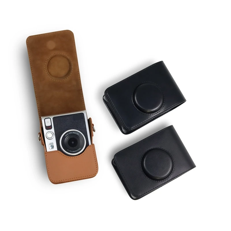 

Retro Camera Pouch PU Leather Storage Bag with Detachable Shoulder Belt Strap Compatible with Instax-Mini EVO