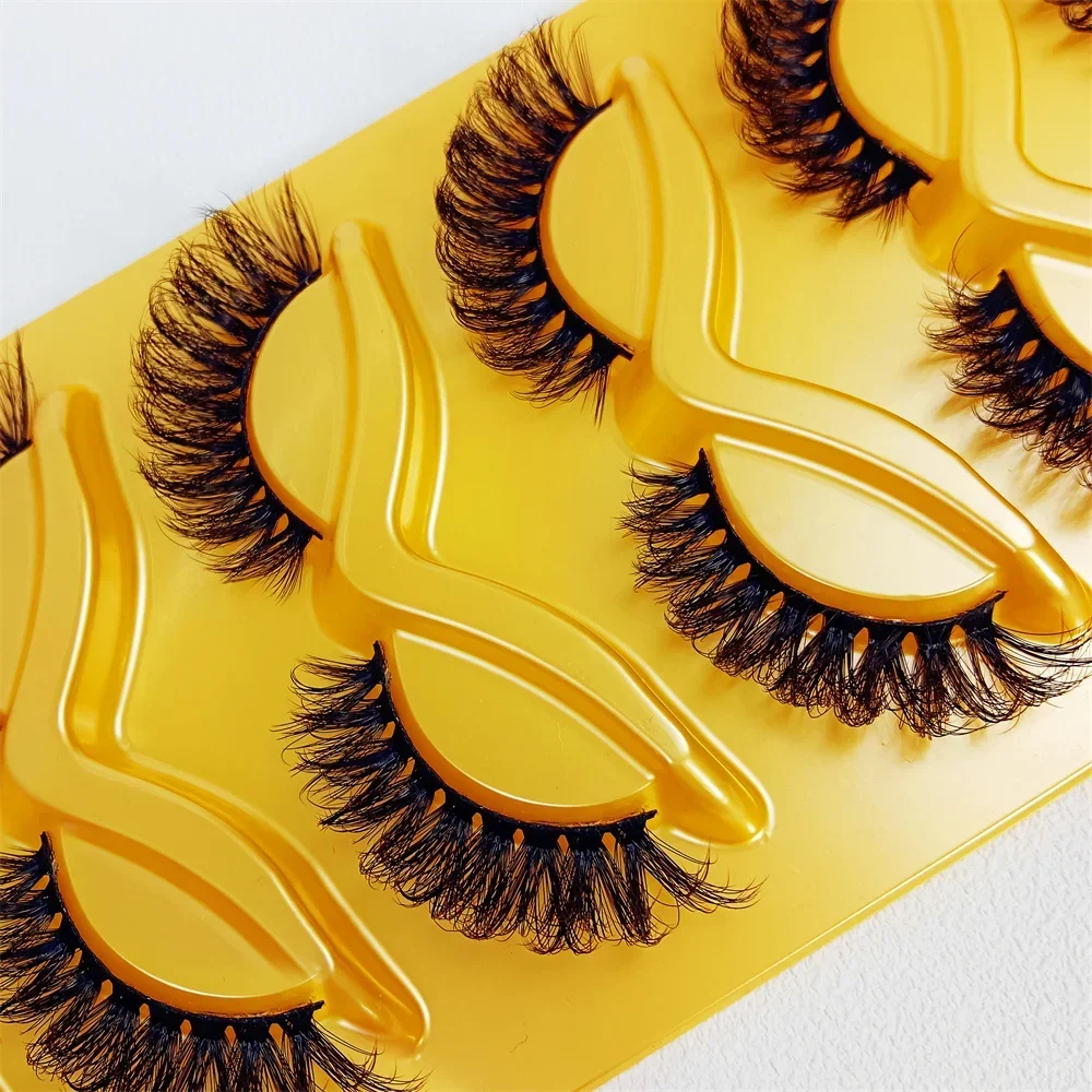 5 пар накладных ресниц кошачий глаз тонкие концы удлиненные толстые