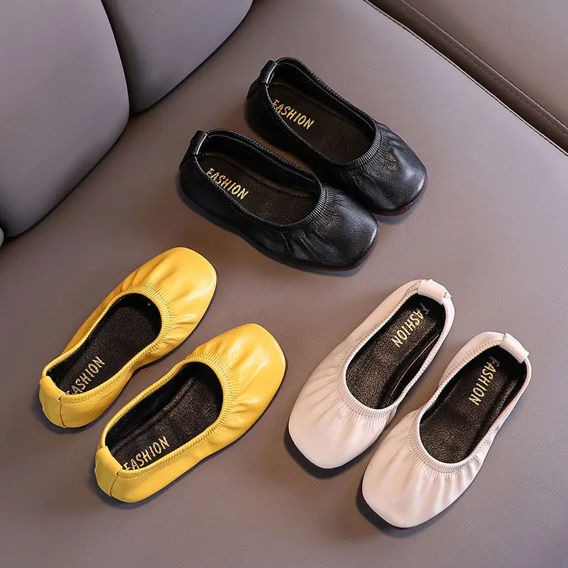 

Princess Girls Flat Shoes Breathable Soft PU Leather Dress Shoes for Party Ballet Dance Slip-on Overshoes Casual Moccasin F06282