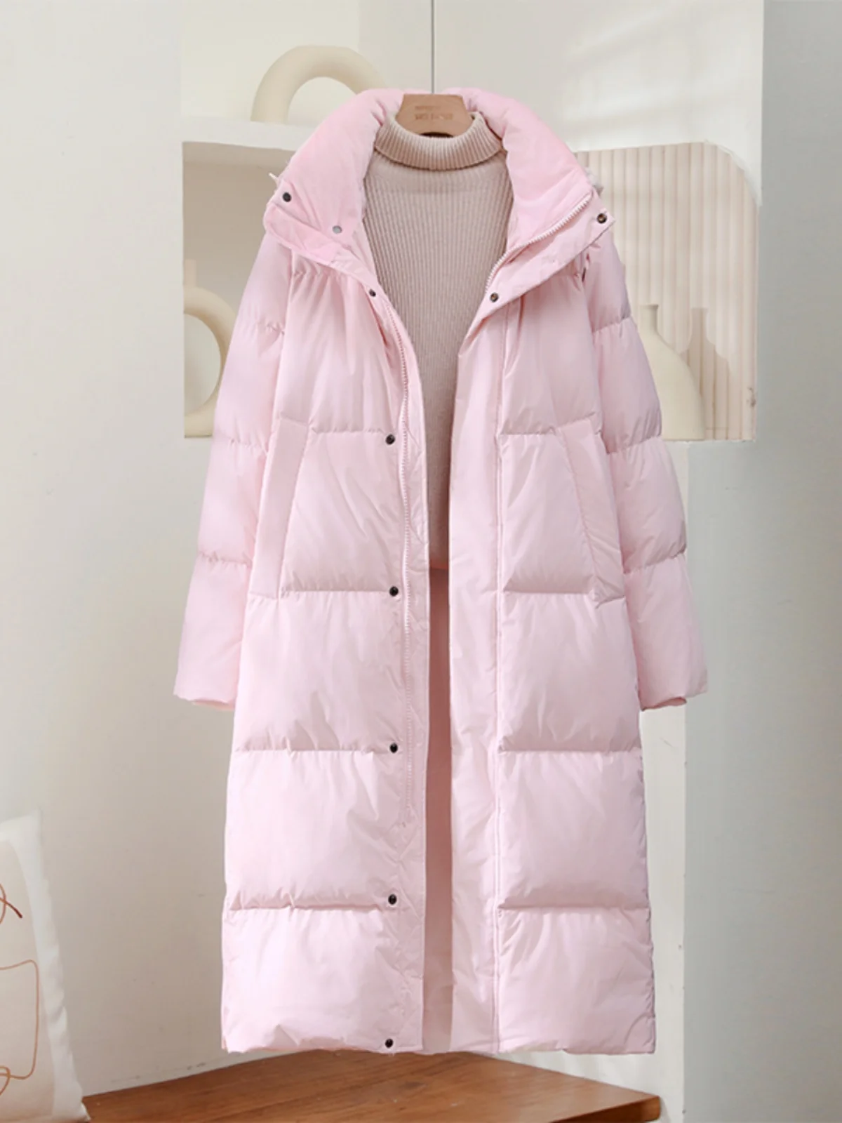 Новый зимний большой стеганый пуховик средней длины женский утепленный