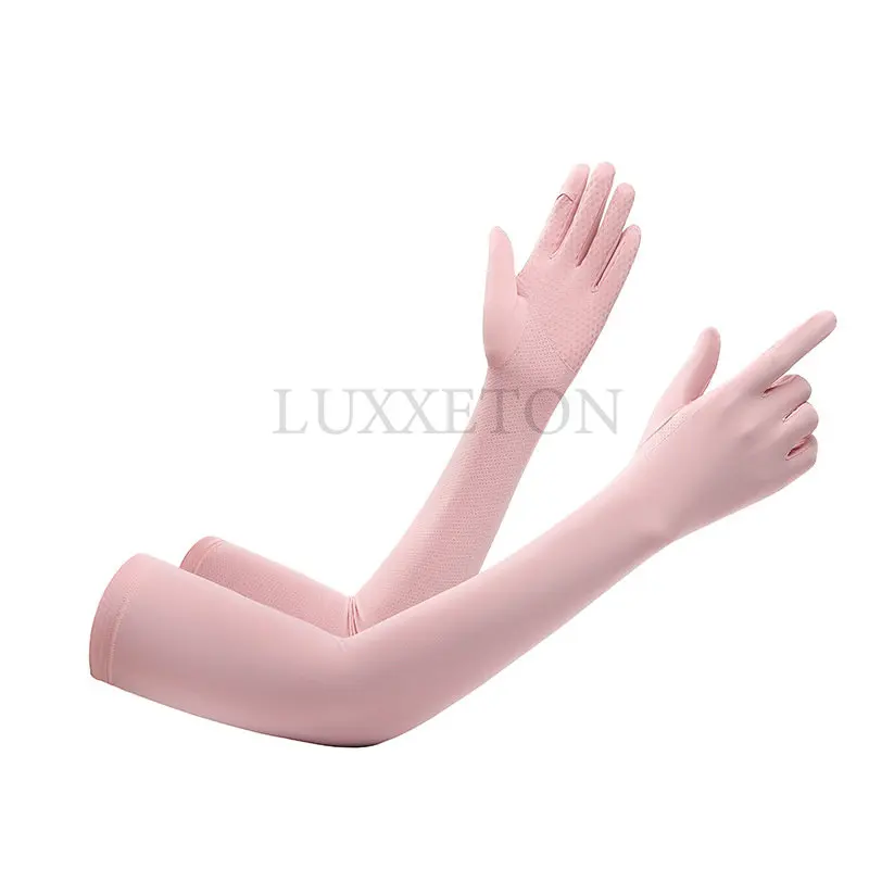 

Women Anti-UV Arm Sleeves Gloves Fashion Thin Fingertip Flip Touch Screen Ice Silk Mesh Cycling Driving Gloves for Female
