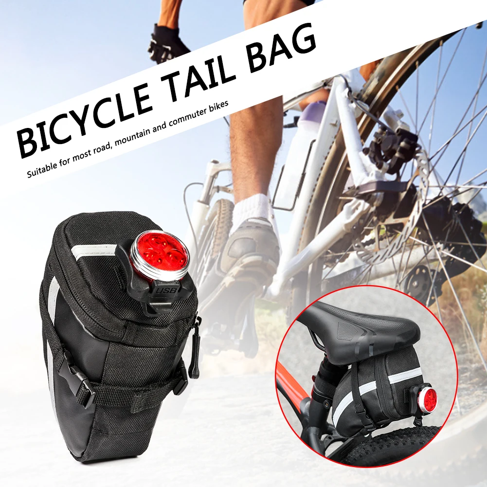

Bicycle Saddle Bag Seatpost Bag with 4 Modes LED Rear Light Cycling Accessories Tail Rear Seatpost Pouch Storage Bag