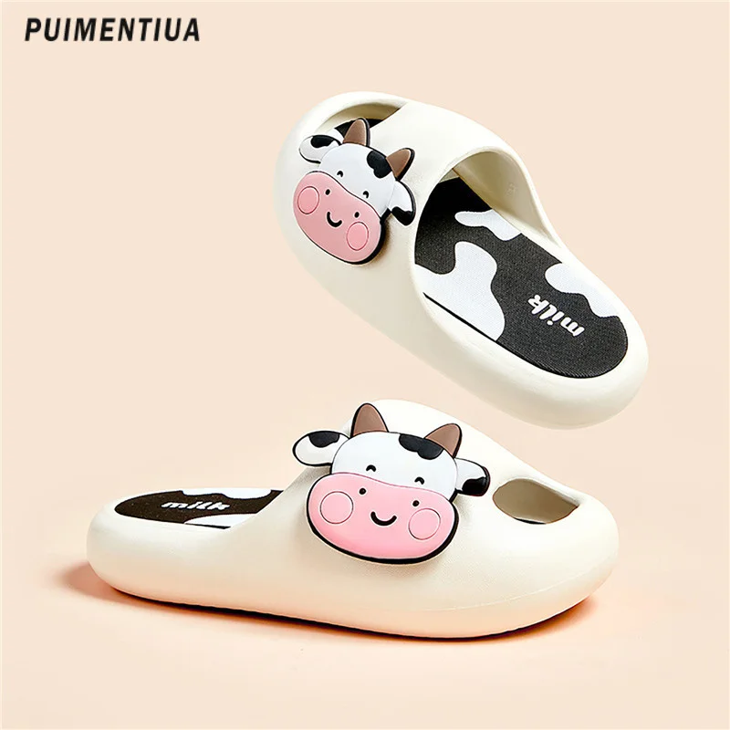 

Cute Milk Cow Cloud Slippers Women Summer 2023 Thick Bottom Memory Foam Pillow Slides Non Slip Flip Flops Bathroom Beach Sandals