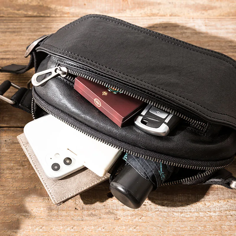 AETOO Модная и простая мужская сумка для мобильного телефона из воловьей кожи