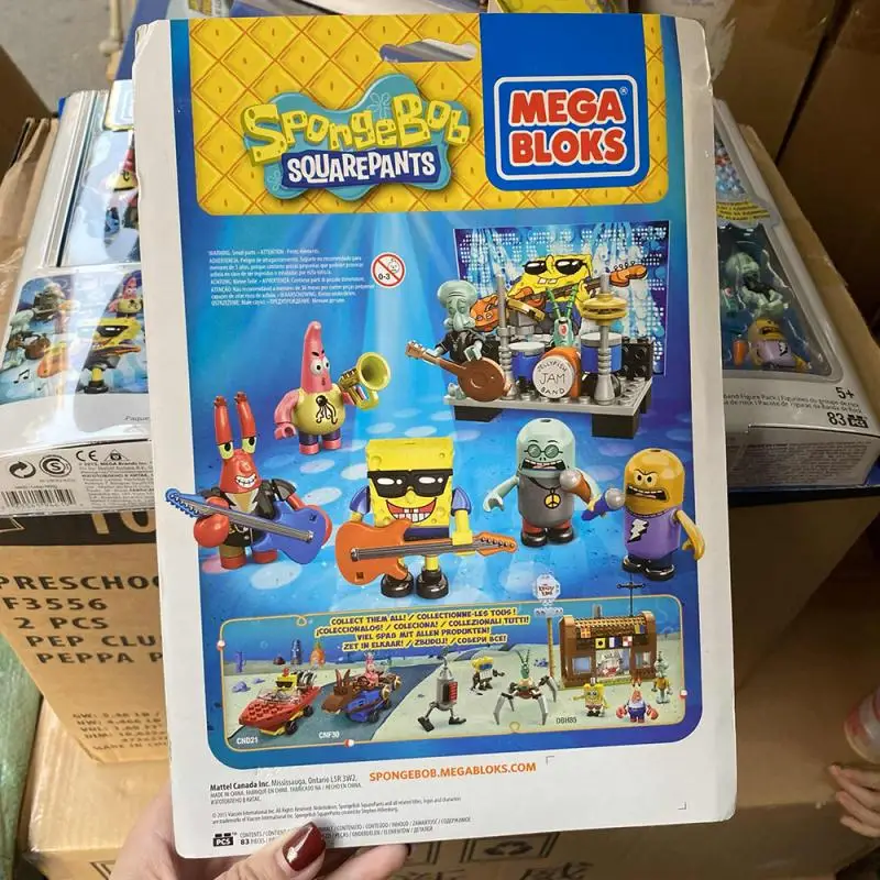 Подлинная фигурка Mega Bloks SpongeBob SquarePants рок-группа строительный блок сборка модель