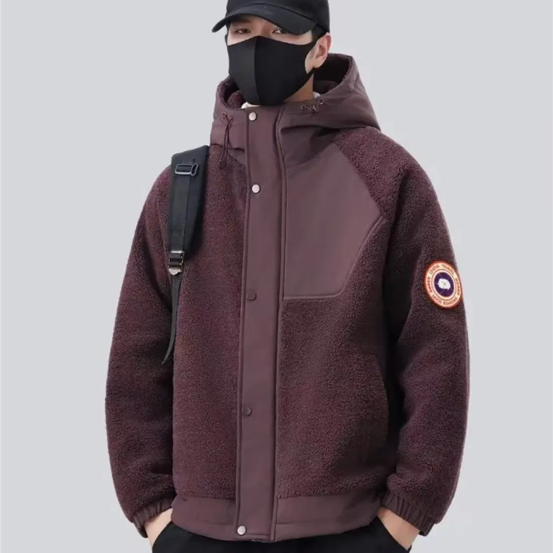 Autumn and Winter New Men's Fashion Brand Granular Fleece Outerwear Thick Warm Hood Cotton Added Jacket COUPLE'S Cott...