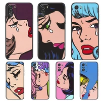 wounded woman crying phone case for xiaomi redmi 11 lite pro ultra 10 9 8 mix 4 fold 10t black cover silicone back prett