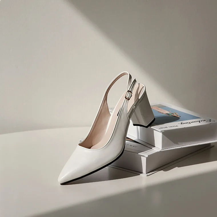 Женские босоножки с острым носком на Высоком толстом каблуке 7 см |