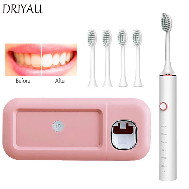 Ультразвуковая электрическая зубная щетка DRYAU 6 режимов работы Набор сменных