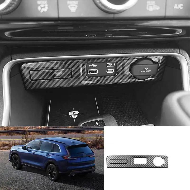 

USB Panel Trim For Honda For CRV 2023-2024 Carbon Fiber Console Lighter USB Panel Trim Automobile Interior Accessories
