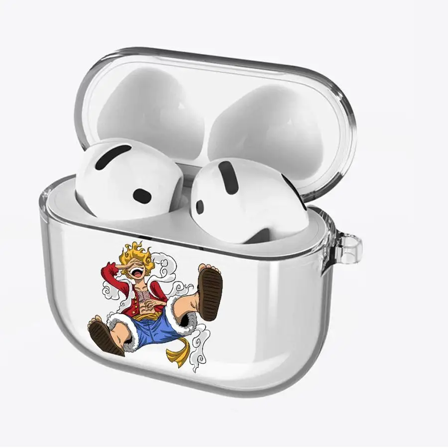Фото Чехол для Airpods 2 Pro3 Pro2 4 3 1 Pro, прозрачные чехлы для наушников, чехол в стиле аниме One-Pieces Luffys №3