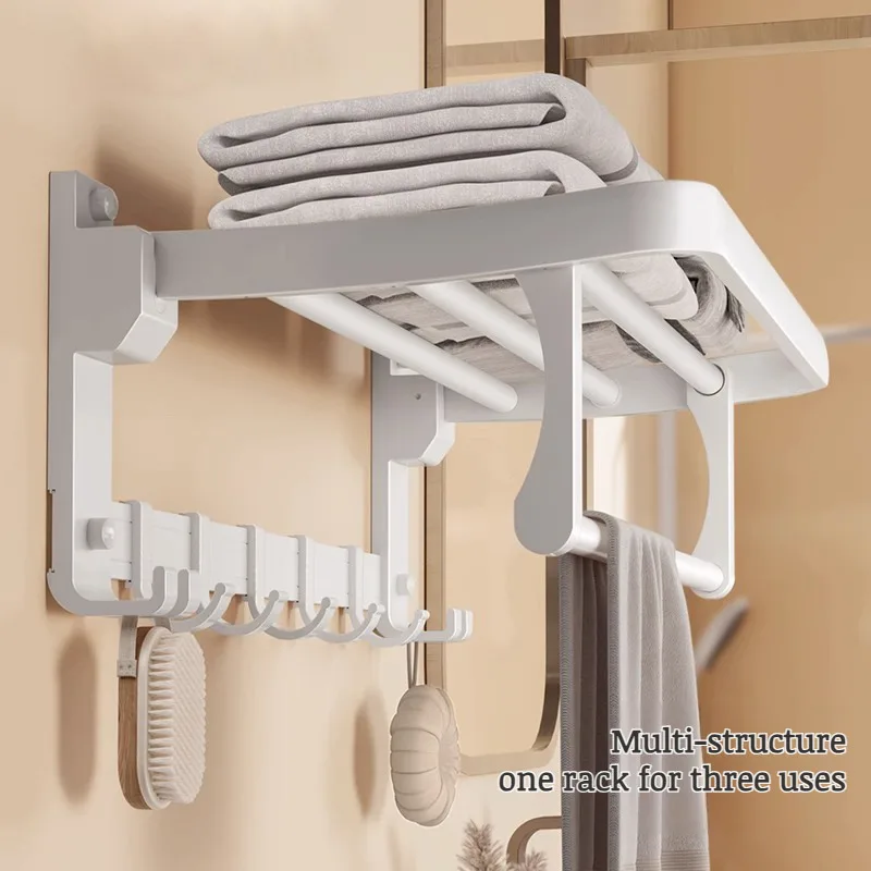 Белая настенная вешалка для полотенец NoPunch подвесная полка туалета банных