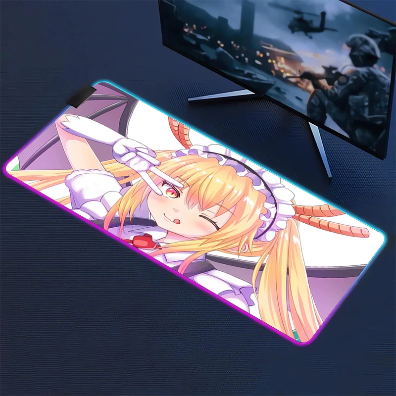 

Miss Kobayashi's Dragon Maid Mouse Pad With Backlight Pc Gaming Accessories Mousepad Gamer 900x400 Desk Mat Cabinet Keyboard Xxl