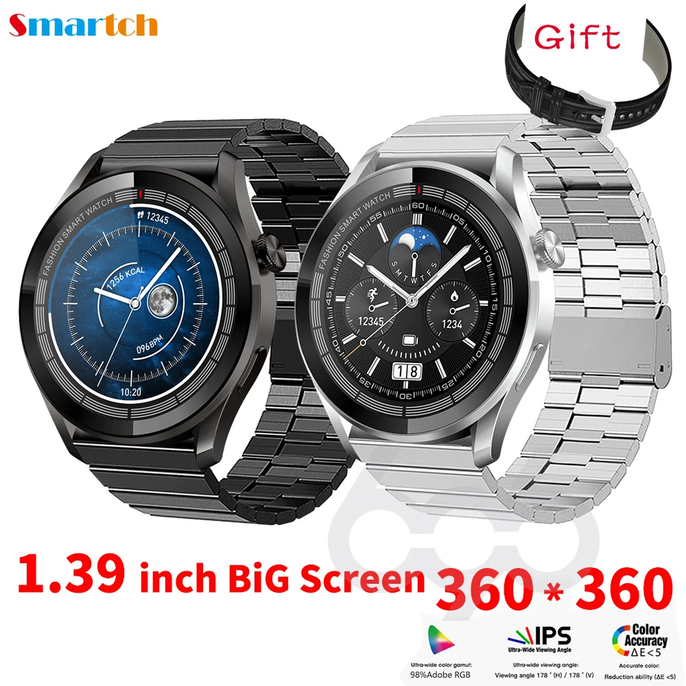 

Смарт-часы с большим экраном 1,39 дюйма для мужчин и женщин, Беспроводная зарядка, фитнес-трекер с поддержкой NFC, Смарт-часы для HUAWEI Phone GT3 Pro