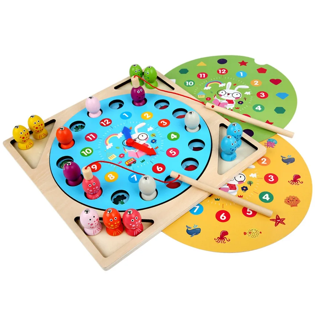 

1 Educational 3 Fishing Toy IN Fish Game Set Magnetic Fishing Toys Wooden Fish Education