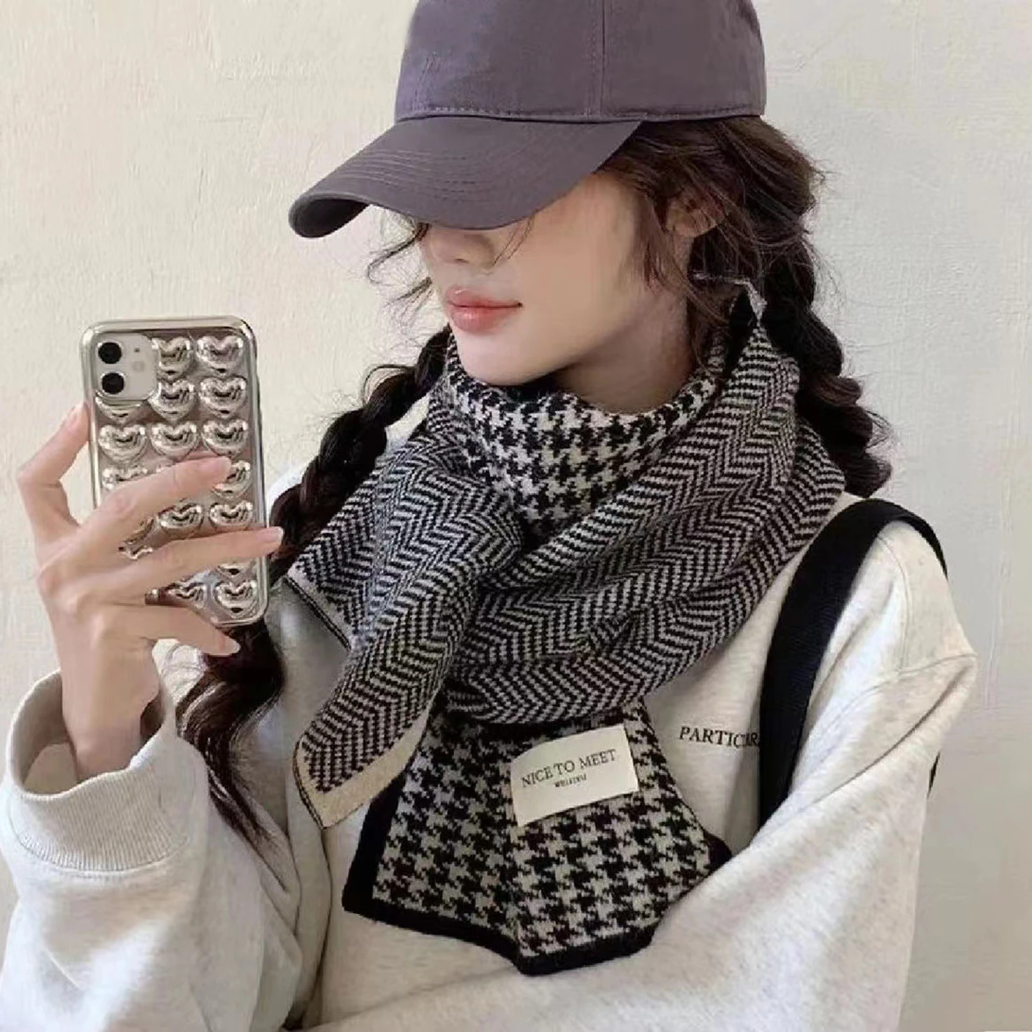 Двусторонний полосатый шарф в корейском стиле темпераментный женский длинный