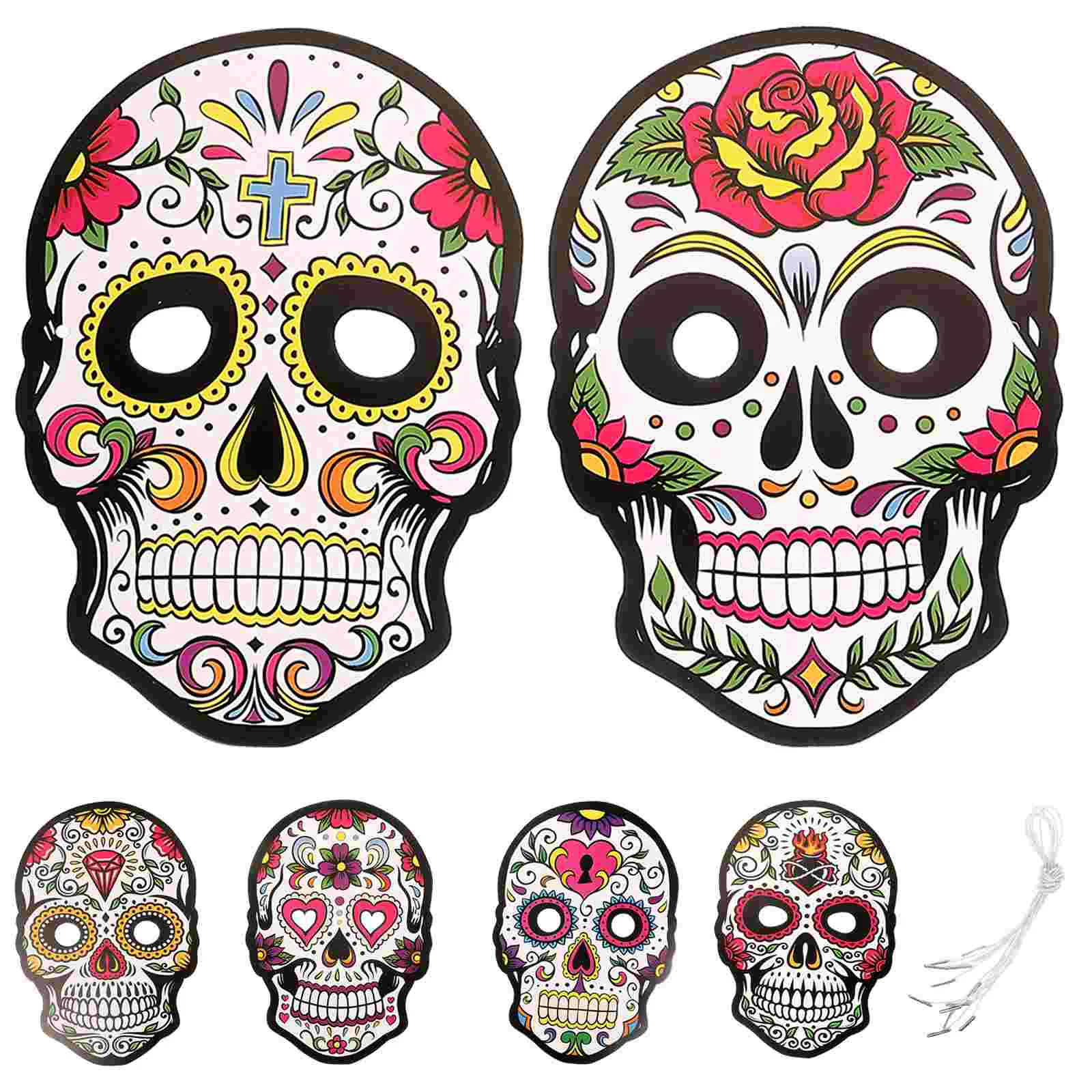 

6 Pcs Day The Dead Accessories Paper Mask Halloween Party Masks Decorative Made