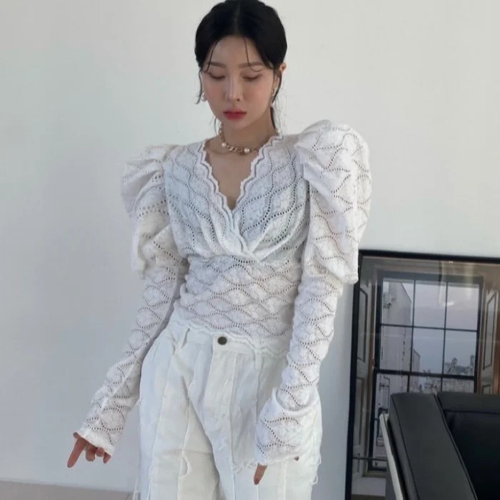 

Женская рубашка в Корейском стиле с V-образным вырезом