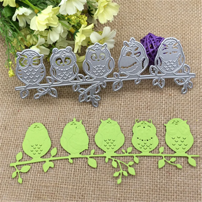

3D Owls Background Metal cutting dies mold Round hole label tag Scrapbook paper craft knife mould blade punch stencils dies