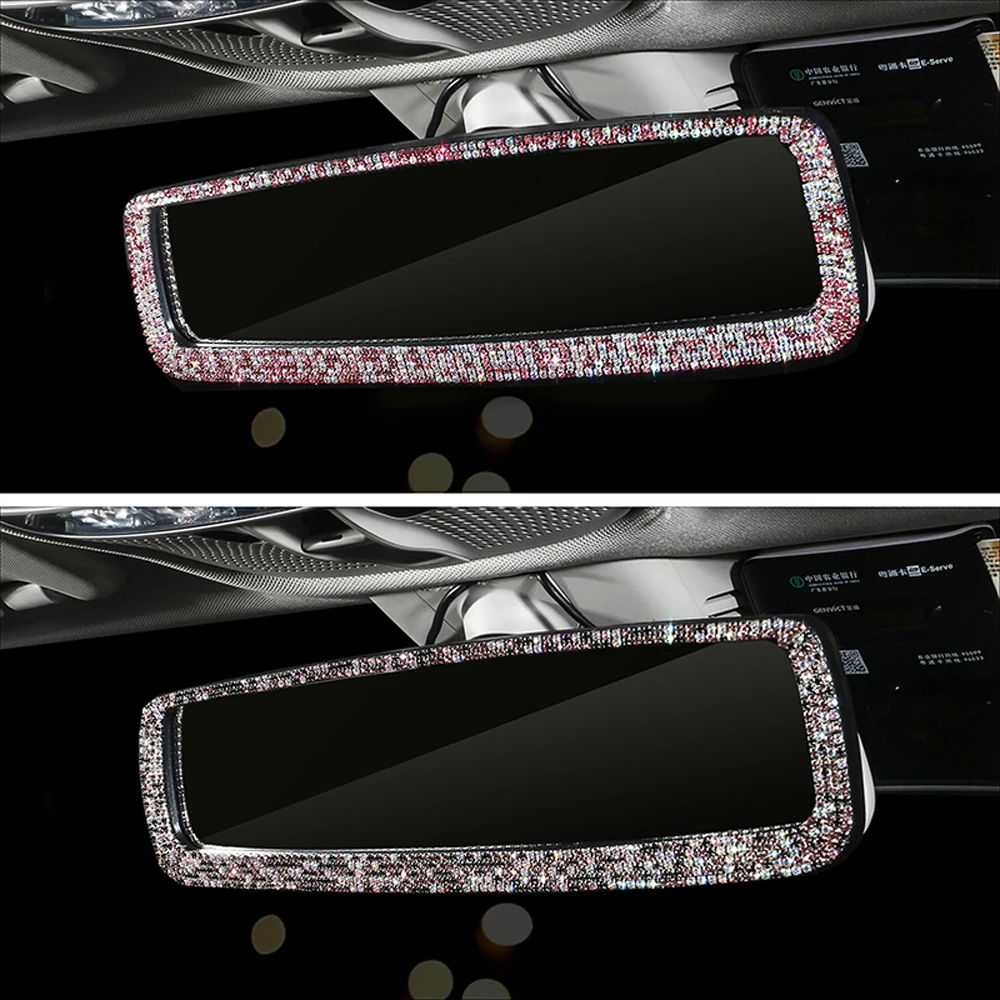 2022 Car Rear View Mirror Accessories for Girls Decor Charm Auto Rear View Mirror Bling Car Diamond  Accessories for Woman