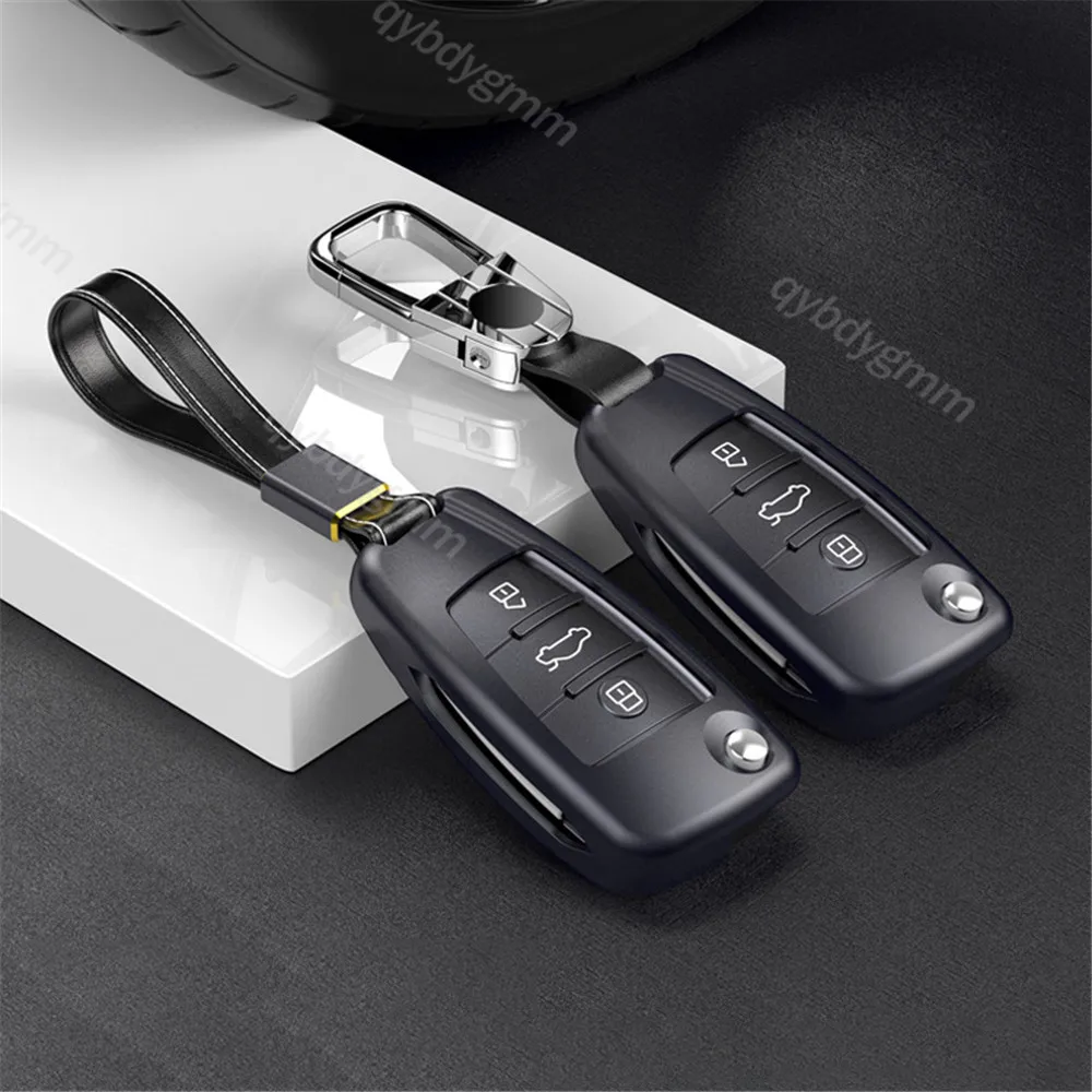 

Aluminium Alloy Remote Smart Car Key Case Cover Fob Skin Protector Shell For Audi A1 A4 A6 A3 S1 S3 RS6 TT Q3 Q7 Keychain Ring