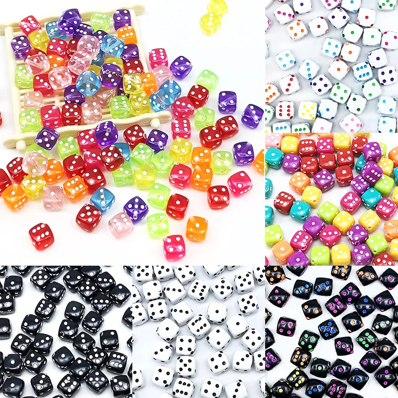 

50pcs 8mm Dice Beads Square Shape Acrylic Spacer Beads For Jewelry Making DIY Charms Bracelet Necklace Accessories