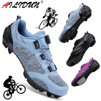 MTB cycling shoes Sneaker blue Professional Bike Breathable Bicycle Racing Self-Locking Shoes Road cycling shoes Speed Sneakers